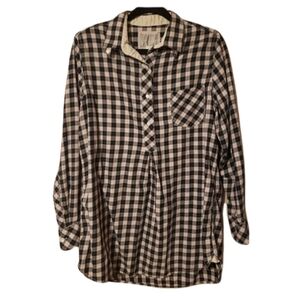 Victorias Secret womens medium Flannel plaid Partial button up sleep shirt